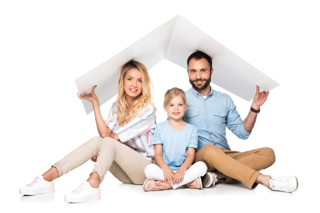 Happy Family with Insured Home